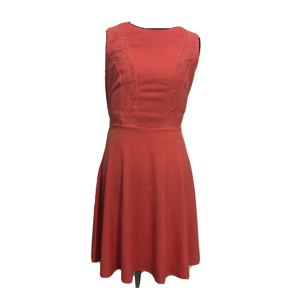 Mystic Cocktail Party Dress Lace Fit & Flare Open Back Dress Large Pink Small
